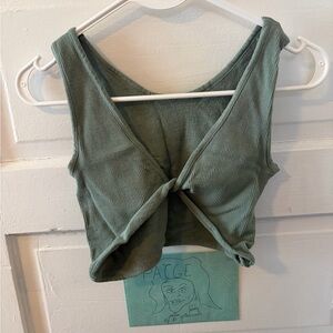 Green Ribbed Twist Reversable Top